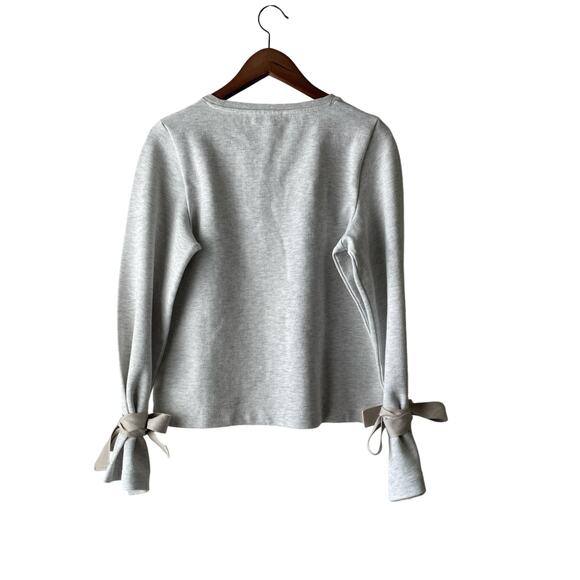 J. Crew Gray Tie Sleeve Knit Sweater Women’s Size S - Picture 6 of 6